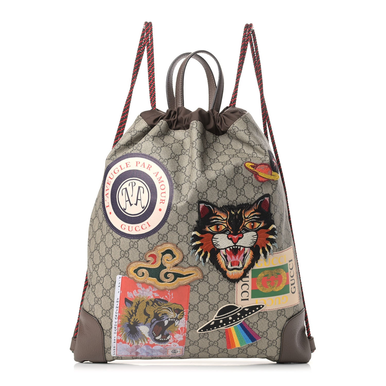 Gucci Soft GG Supreme Monogram Courrier Drawstring Backpack 1 of 6