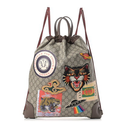 Gucci Soft GG Supreme Monogram Courrier Drawstring Backpack 1 of 6