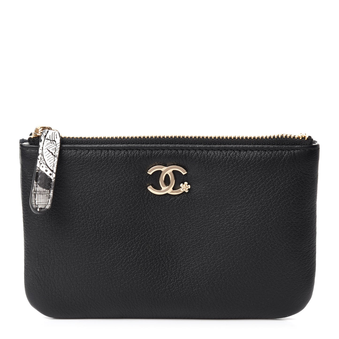 Goatskin Small CC Clover Cosmetic Case Black