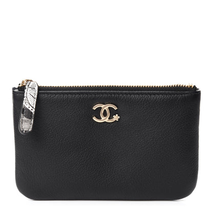 Chanel Goatskin Small CC Clover Cosmetic Case Black 1 of 8
