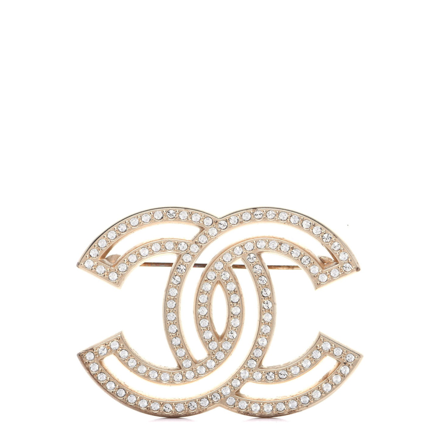 Crystal CC Brooch Light Gold
