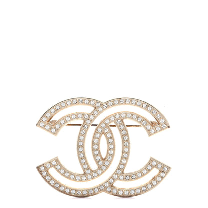 Chanel Crystal CC Brooch Light Gold 1 of 8