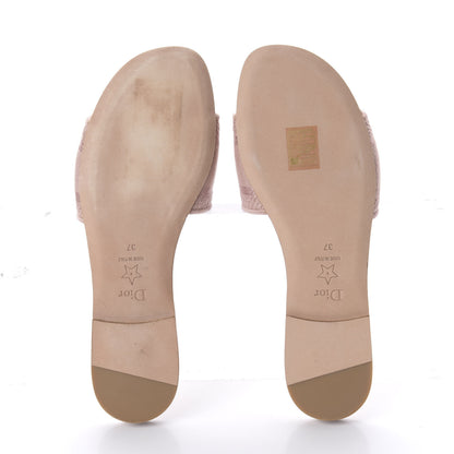 Christian Dior Cotton Embroidered Dway Mules Slide Sandals 37 Rose Des Vents 5 of 9