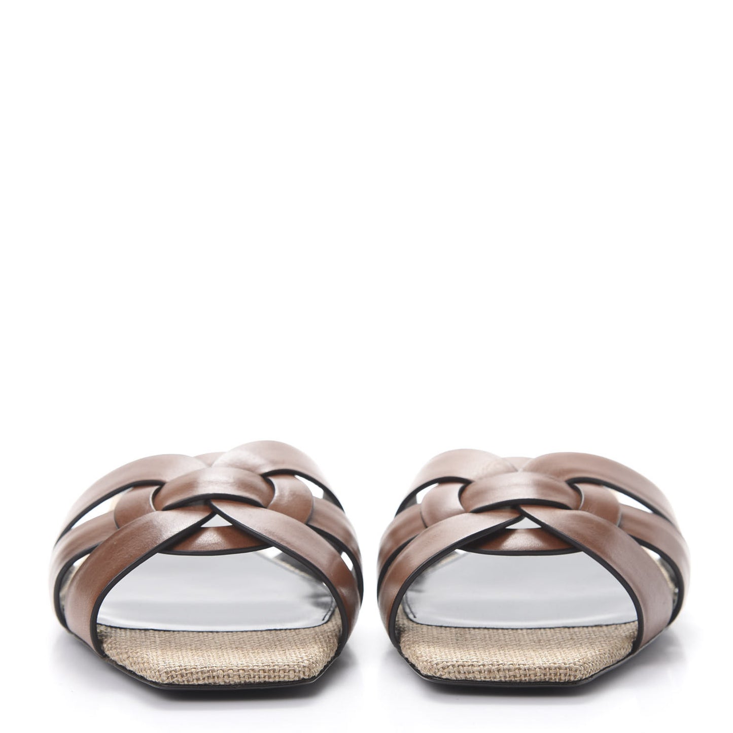 Calfskin Canvas Tribute 05 Slide Sandals 39 Brown
