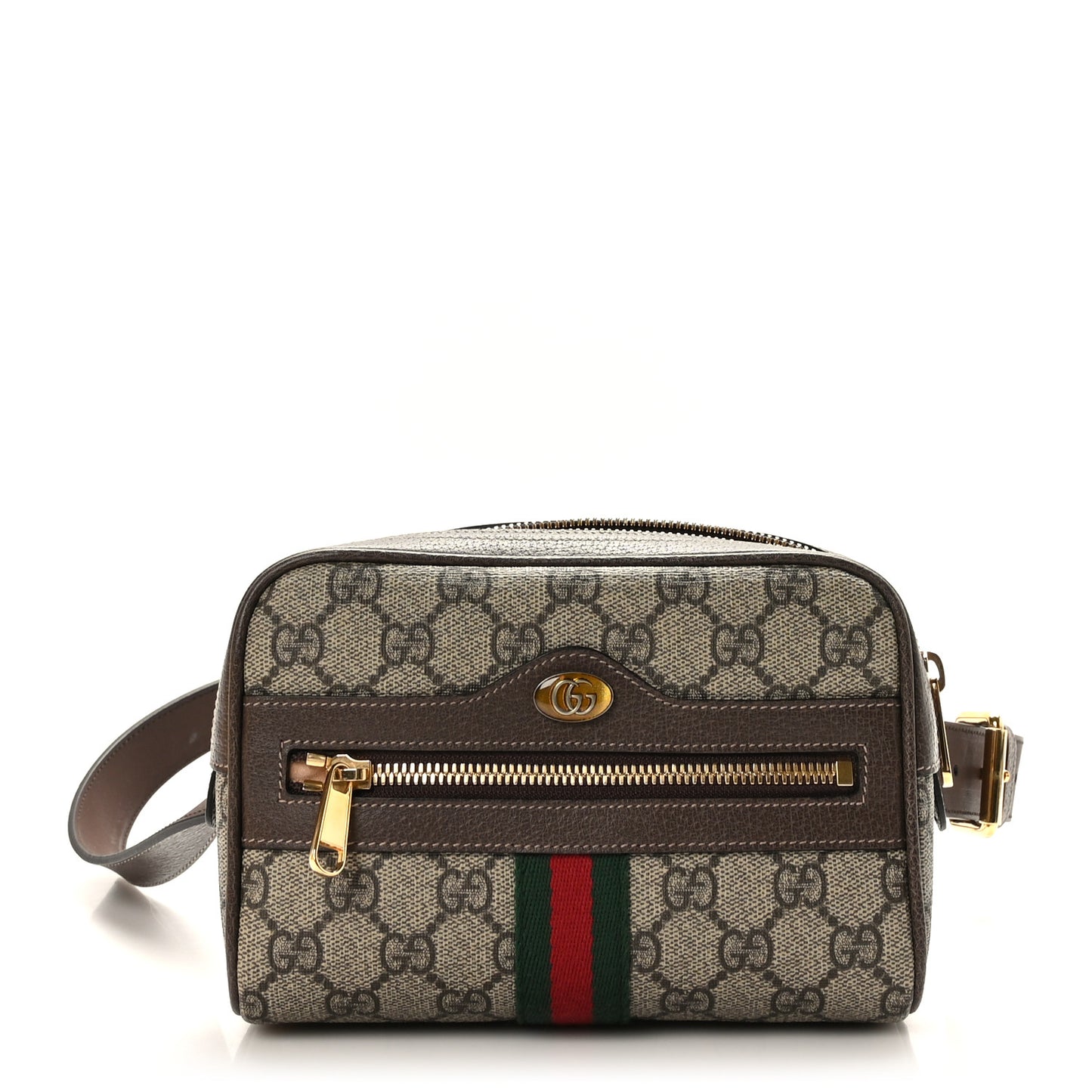 GG Supreme Monogram Web Small Ophidia Belt Bag 95 38 Dark Brown