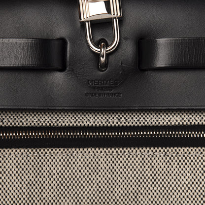 Hermes Toile H Berline Vache Hunter Herbag Zip PM 31 Black Ecru 10 of 15