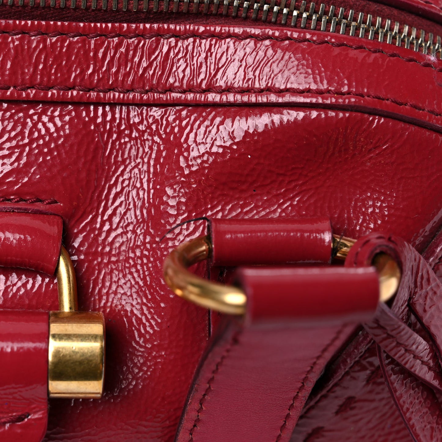 Patent Calfskin Medium Muse Red