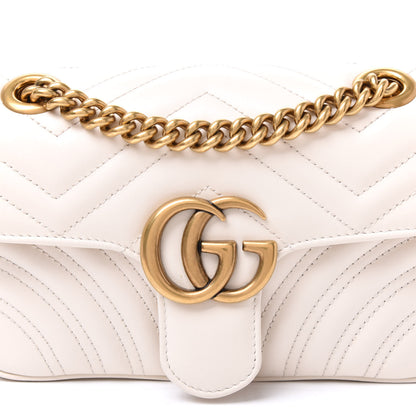 Gucci Calfskin Matelasse Mini GG Marmont Shoulder Bag White 9 of 10