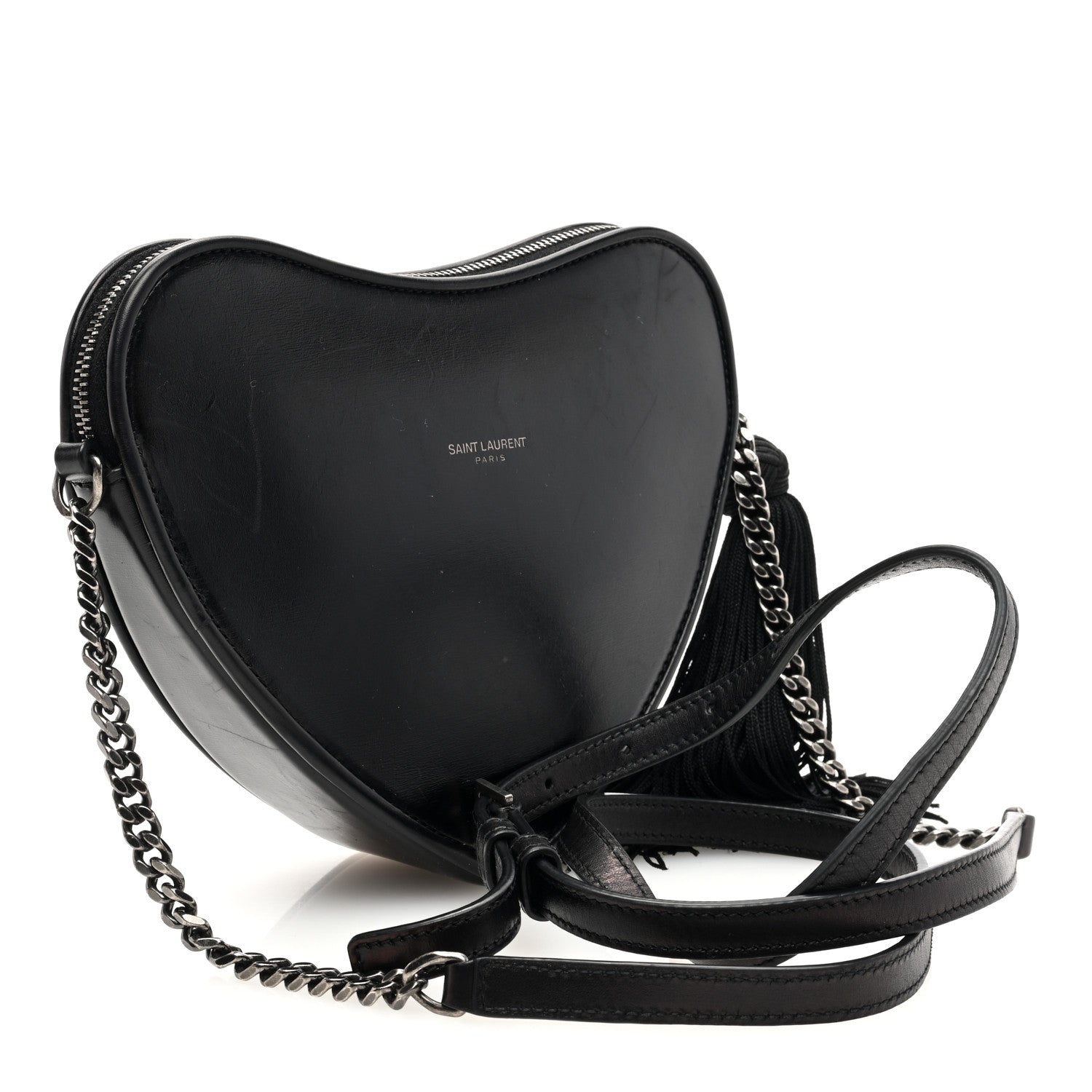 Saint Laurent Calfskin Heart Monogram Crossbody Black 3 of 8
