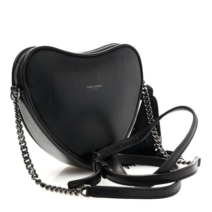 Saint Laurent Calfskin Heart Monogram Crossbody Black 3 of 8