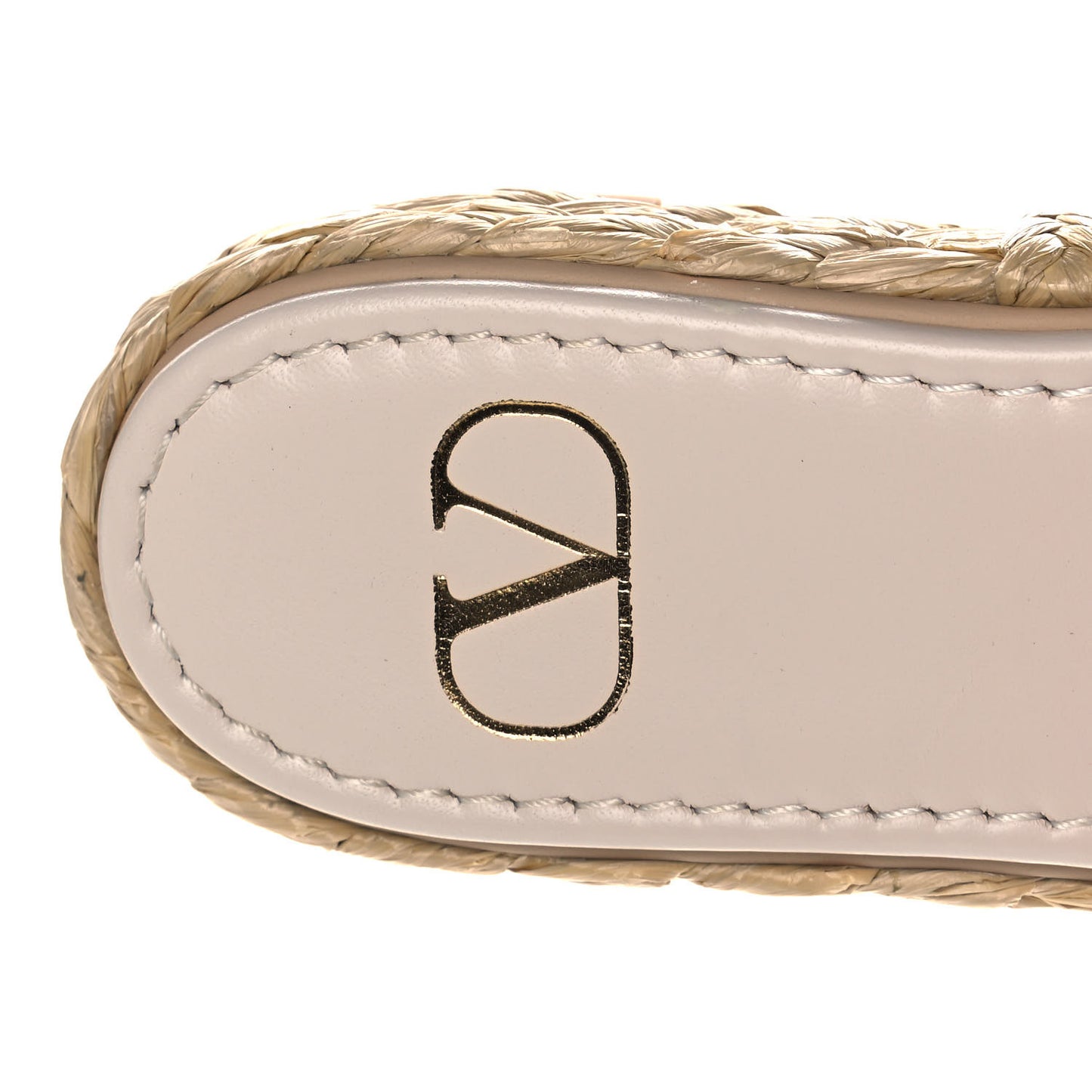 Grainy Cowhide Vlogo Espadrille 5mm Flat Slide Sandals 36 Light Ivory
