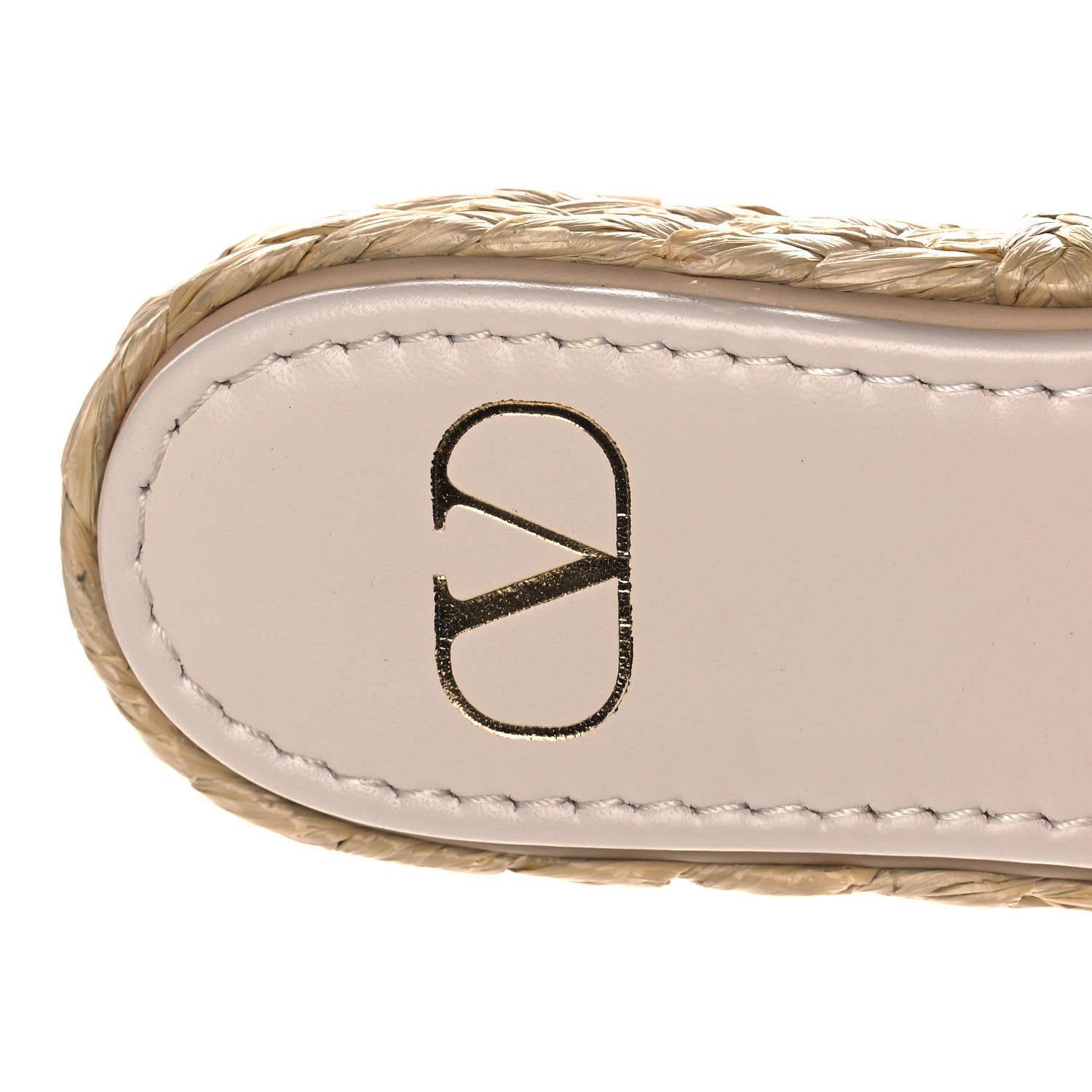 Valentino Garavani Grainy Cowhide Vlogo Espadrille 5mm Flat Slide Sandals 36 Light Ivory 7 of 9
