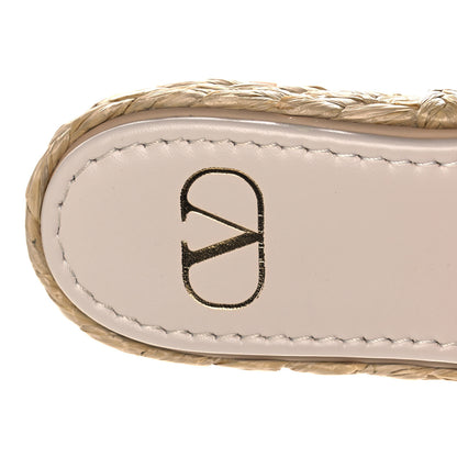 Valentino Garavani Grainy Cowhide Vlogo Espadrille 5mm Flat Slide Sandals 36 Light Ivory 7 of 9