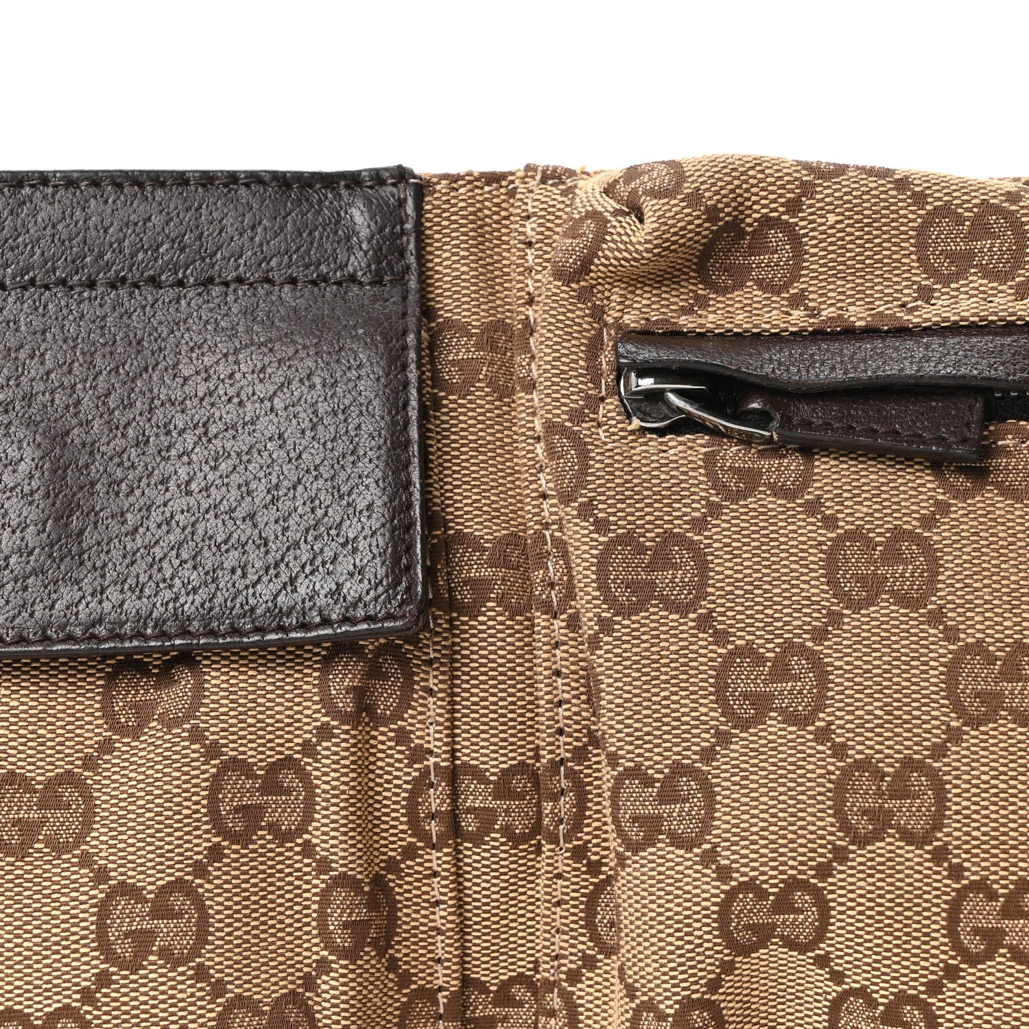 Gucci GG Monogram Web Double Pocket Belt Bag Dark Brown 9 of 10