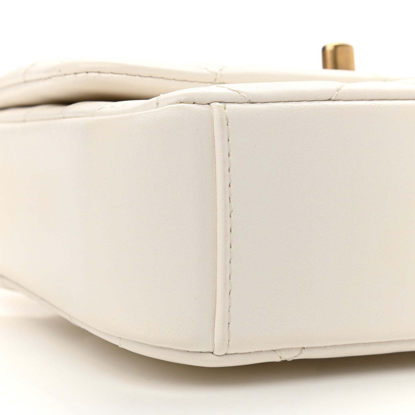 Lambskin Quilted Mini Side Note Flap White