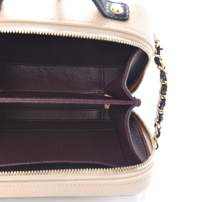 Chanel Caviar Quilted Small CC Filigree Vanity Case Beige Black 5 of 14