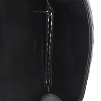 Saint Laurent Sheepskin Matelasse Chevron Monogram Medium College Bag Black 4 of 10