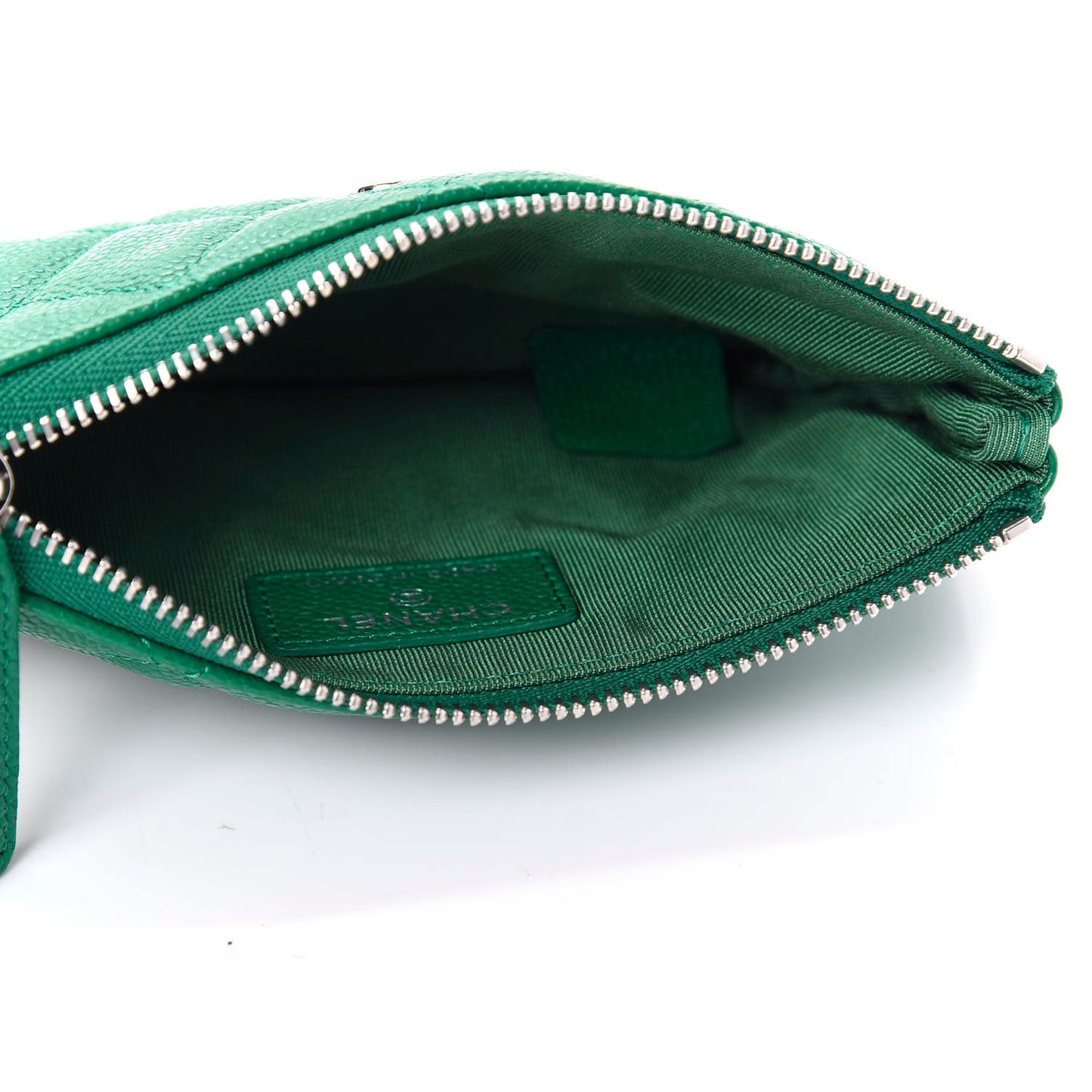 Caviar Quilted Small Cosmetic Case Green