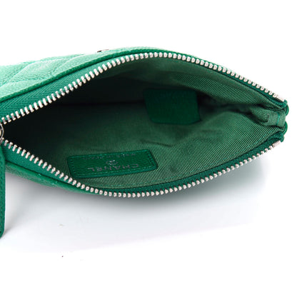 Chanel Caviar Quilted Small Cosmetic Case Green 5 of 8