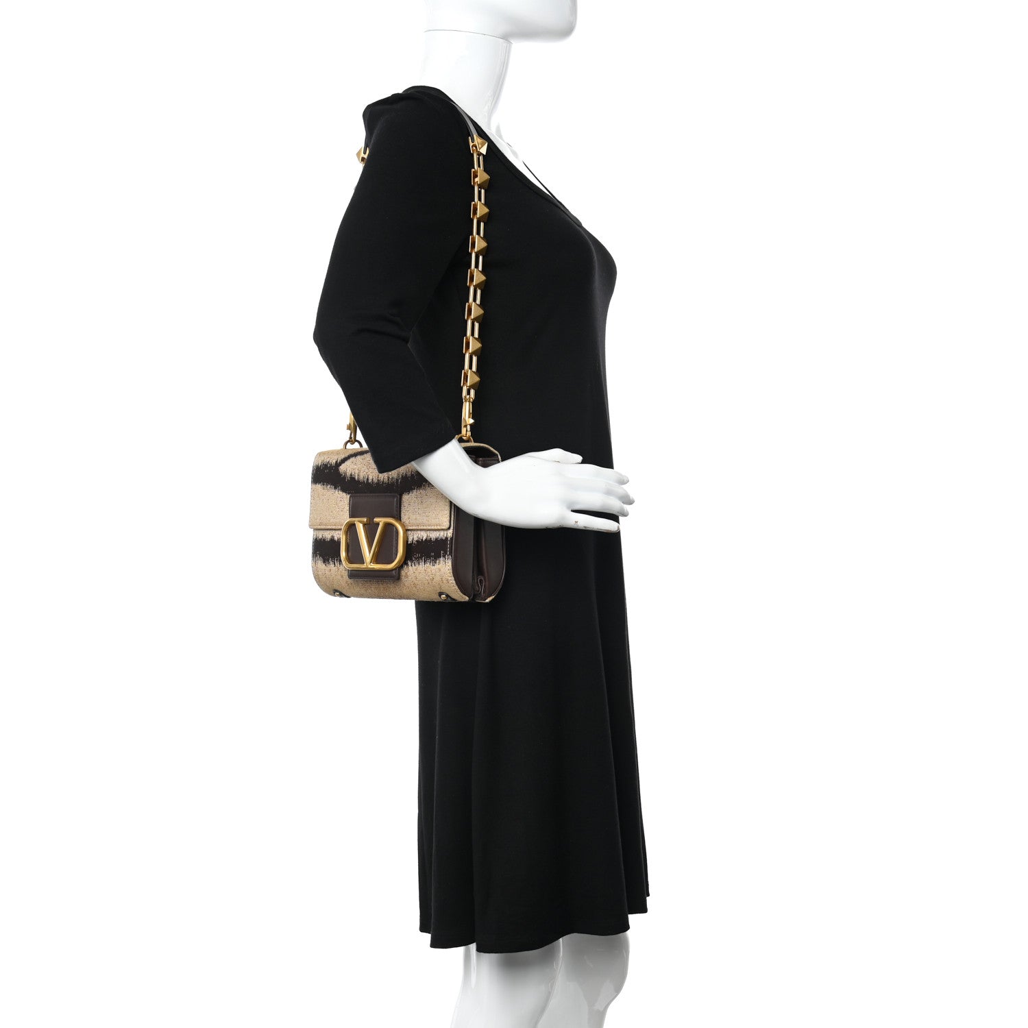 Valentino Garavani Canvas Bi-Color VLogo Stud Sign Shoulder Bag 2 of 9
