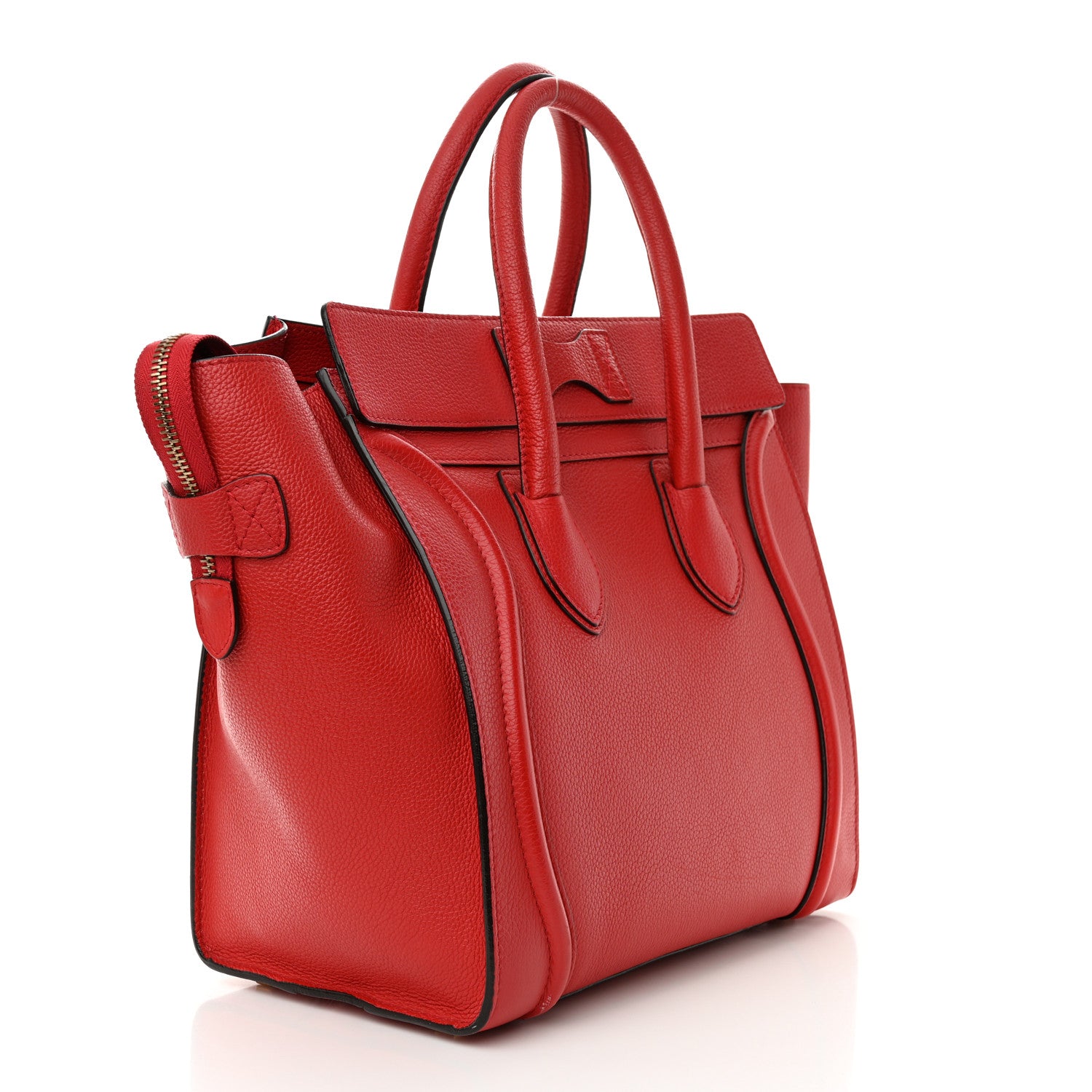 Celine Drummed Calfskin Mini Luggage Red 3 of 10