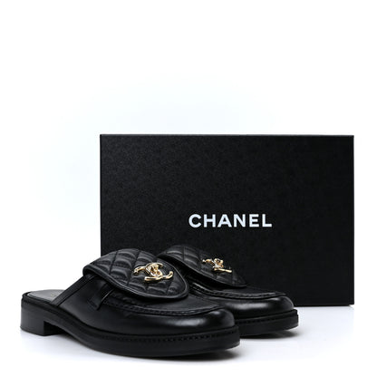 Chanel Lambskin Quilted CC Turnlock Mules 38.5 Black 10 of 10
