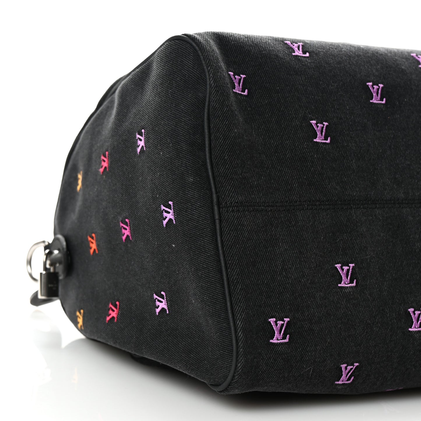 LV Blason Denim Calfskin Speedy Bandouliere 40 Black Gradient Orange
