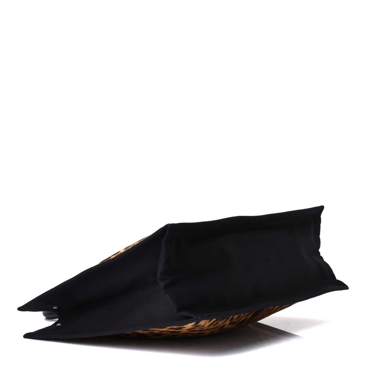 Canvas Calfskin Leopard Print Rive Gauche Noe Tote Natural Black