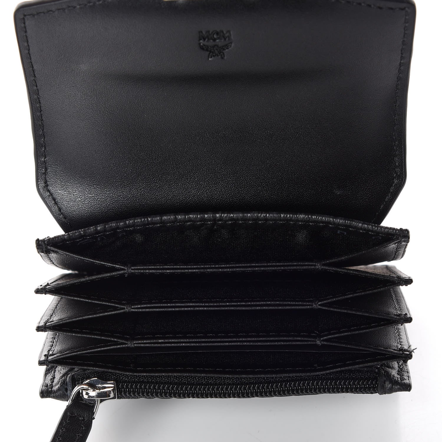 MCM Visetos Mini Accordion Card Wallet Black 5 of 6