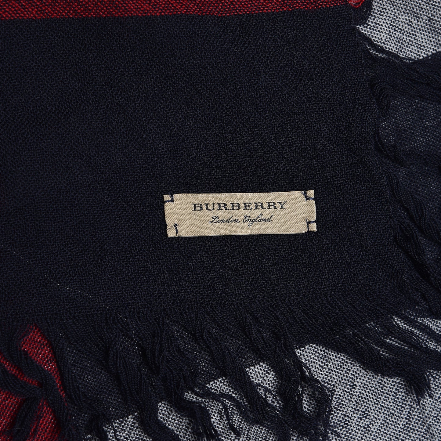 Merino Wool House Check Scarf Navy