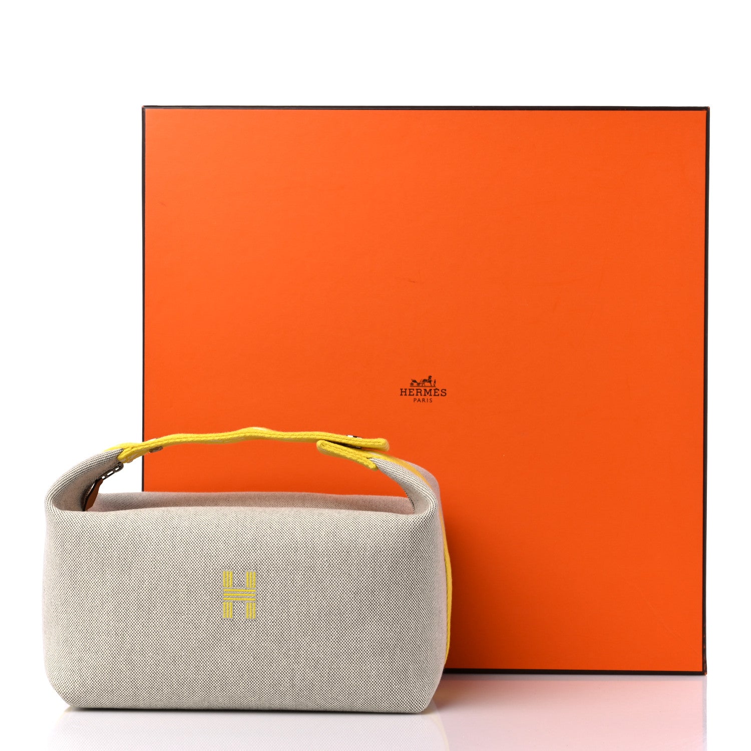Hermes Canvas Large Bride-A-Brac Pouch Jaune Citron 9 of 9