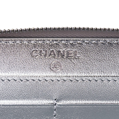 Chanel Gradient Metallic Calfskin Quilted Large Gusset Zip Around Wallet Purple Silver Blue Yellow Purple 6 of 9