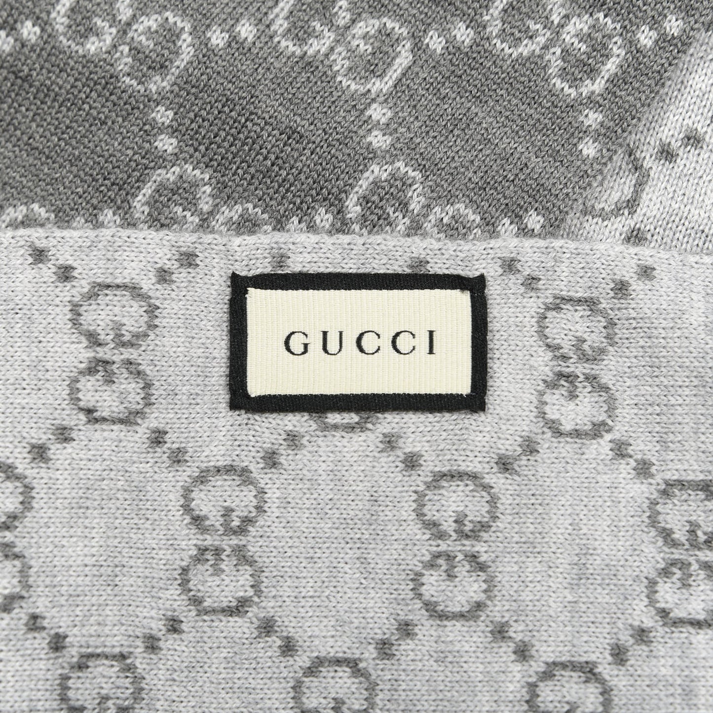 Wool Tricot GG Monogram Web Solange Scarf Coffee Ivory