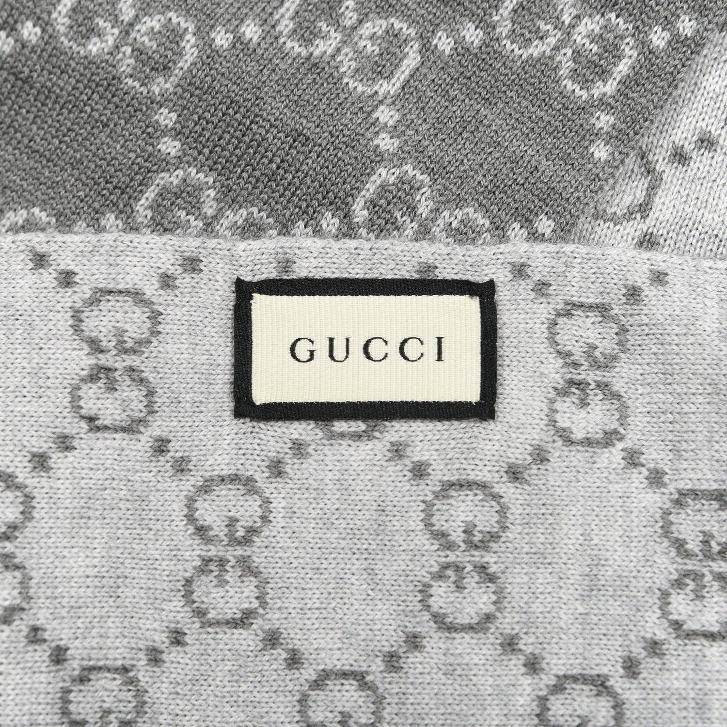 Gucci Wool Tricot GG Monogram Web Solange Scarf Coffee Ivory 3 of 4