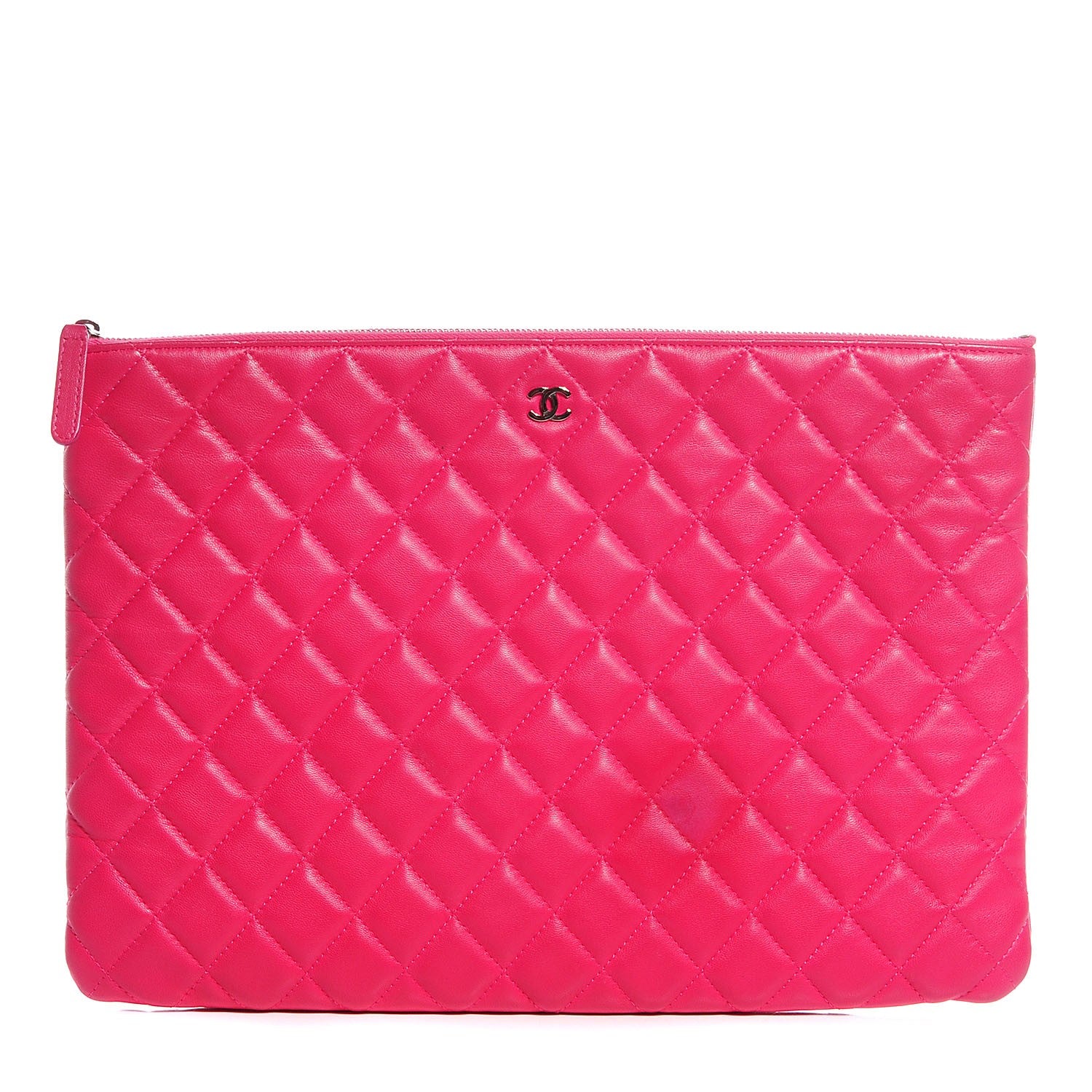 Chanel Lambskin Quilted Large Cosmetic Case Dark Pink 1 of 8