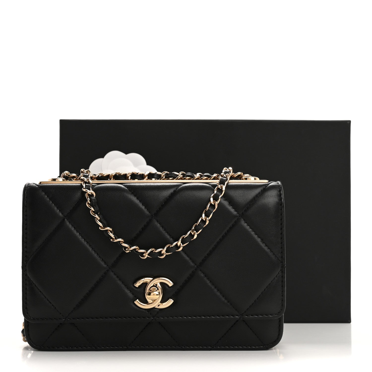 Chanel Lambskin Quilted Trendy CC Wallet On Chain WOC Black 14 of 14