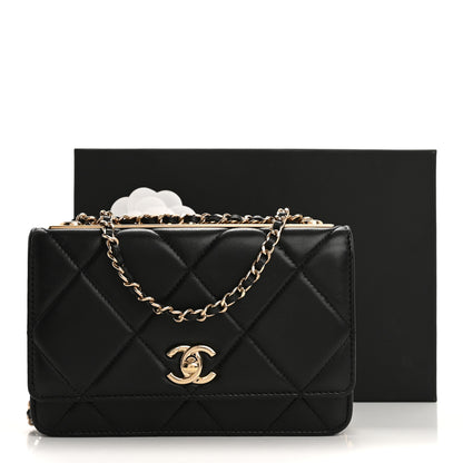 Chanel Lambskin Quilted Trendy CC Wallet On Chain WOC Black 14 of 14