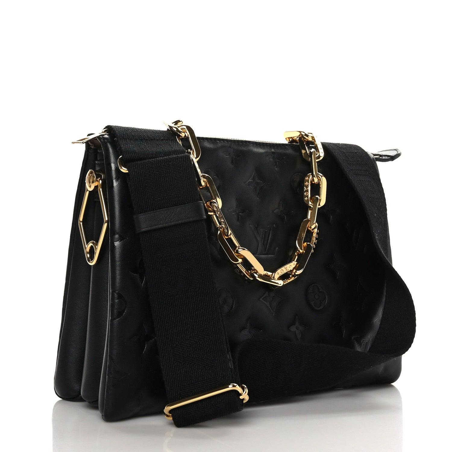 Louis Vuitton Lambskin Embossed Monogram Coussin PM Black 3 of 9