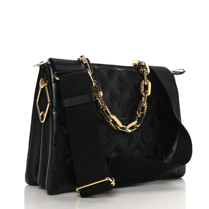 Louis Vuitton Lambskin Embossed Monogram Coussin PM Black 3 of 9