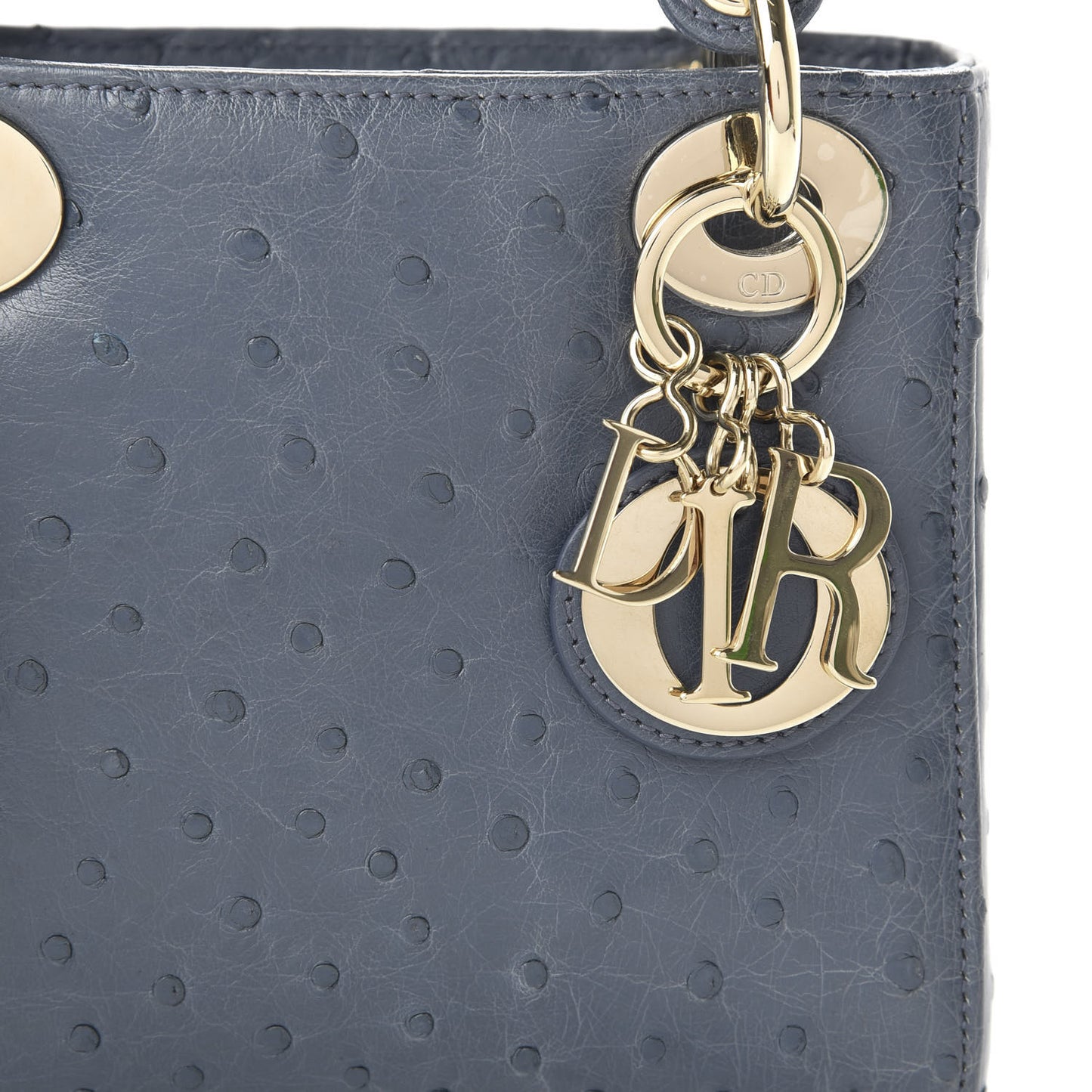 Ostrich Mini Lady Dior Dark Grey