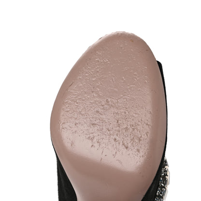 Gucci Suede Crystal Maxine Horsebit High Heel Slides 36.5 Black 9 of 11