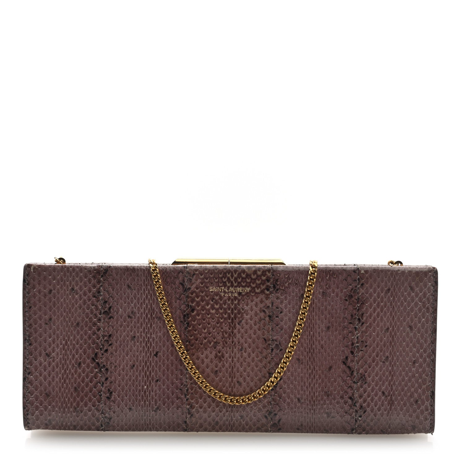 Saint Laurent Lacquer Ayers Midnight Clutch  Rose Brown 1 of 9