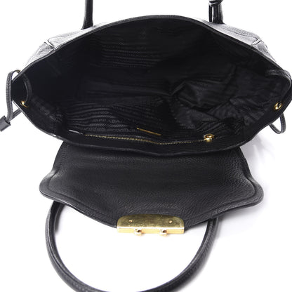 Prada Vitello Daino Pushlock Shoulder Bag Black 4 of 10