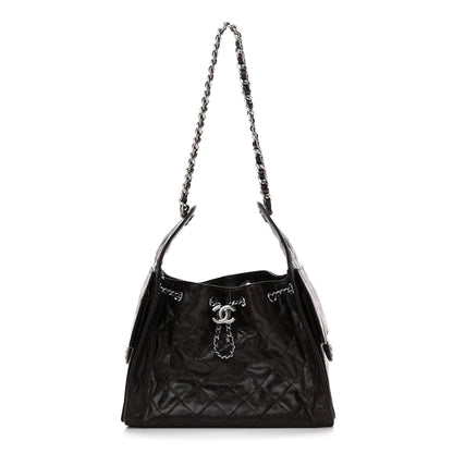 Chanel Shiny Crumpled Calfskin Quilted Small Chanel 25 Handbag Dark Brown 1 of 11
