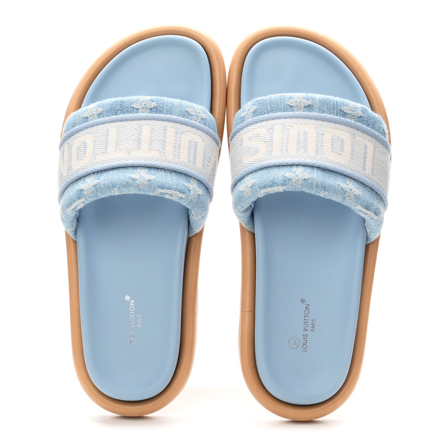 Louis Vuitton Monogram Denim LV Bliss Womens Comfort Mules 38 Turquoise 2 of 9