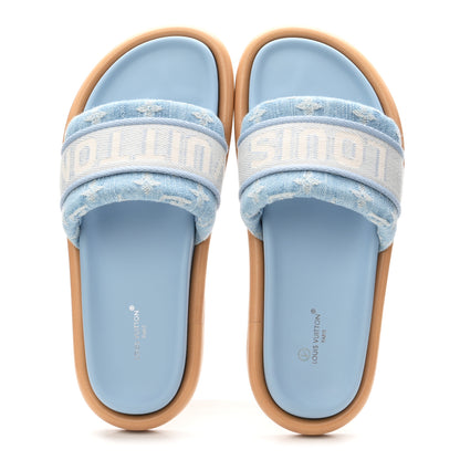 Louis Vuitton Monogram Denim LV Bliss Womens Comfort Mules 38 Turquoise 2 of 9