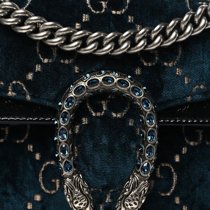 Gucci Velvet Skipper Crystal GG Monogram Small Dionysus Shoulder Bag Blue Beige Black 8 of 10