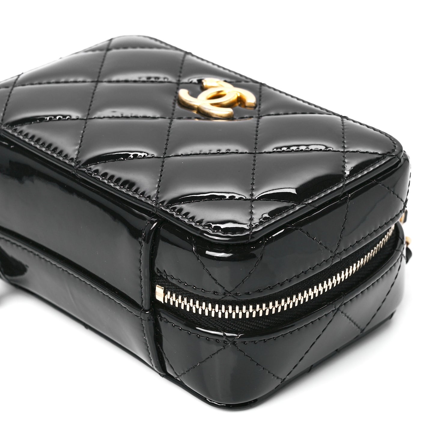 Patent Quilted Mini Pick Me Up Vanity Case Black