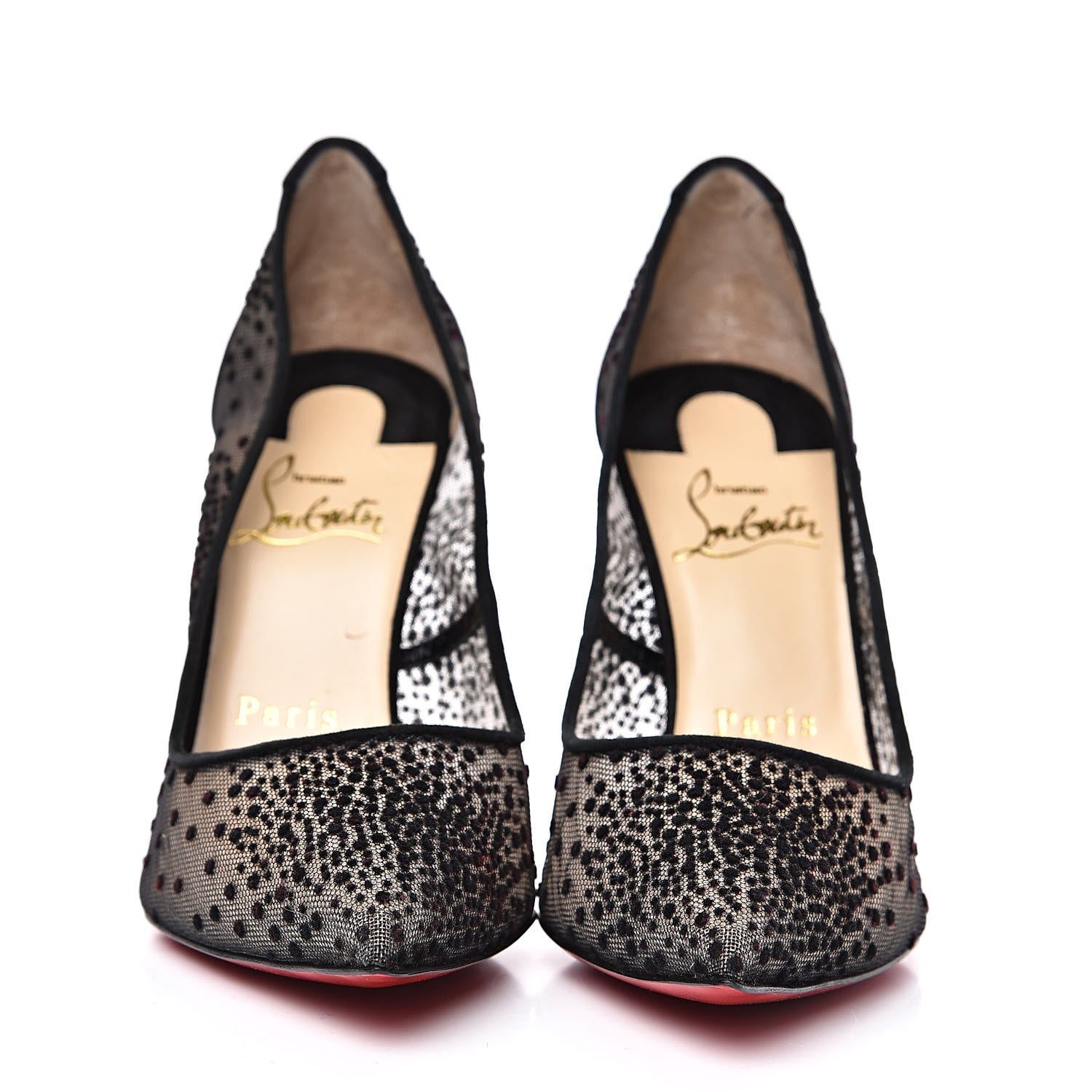 Christian Louboutin Plumeti Chiffon Suede Follies Lace 100 Pumps 36 Black 2 of 9