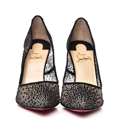 Christian Louboutin Plumeti Chiffon Suede Follies Lace 100 Pumps 36 Black 2 of 9